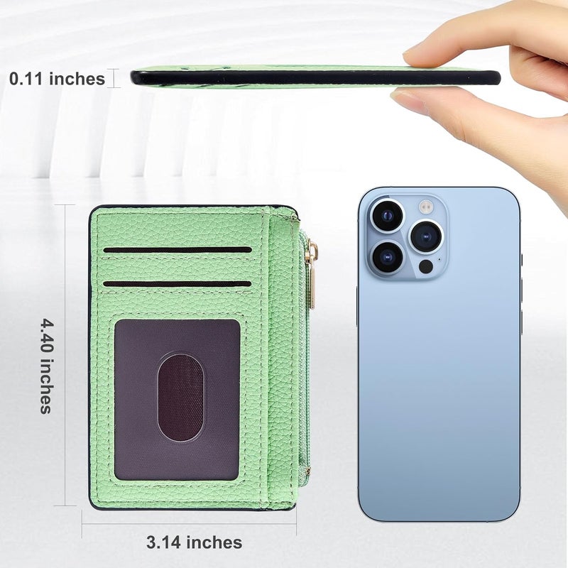 Tipmile Credit Card Holder for Women Slim Minimalist Front Pocket RFID Blocking Wallet Small Compact Card Case with ID Window, Grass Green - Image 5